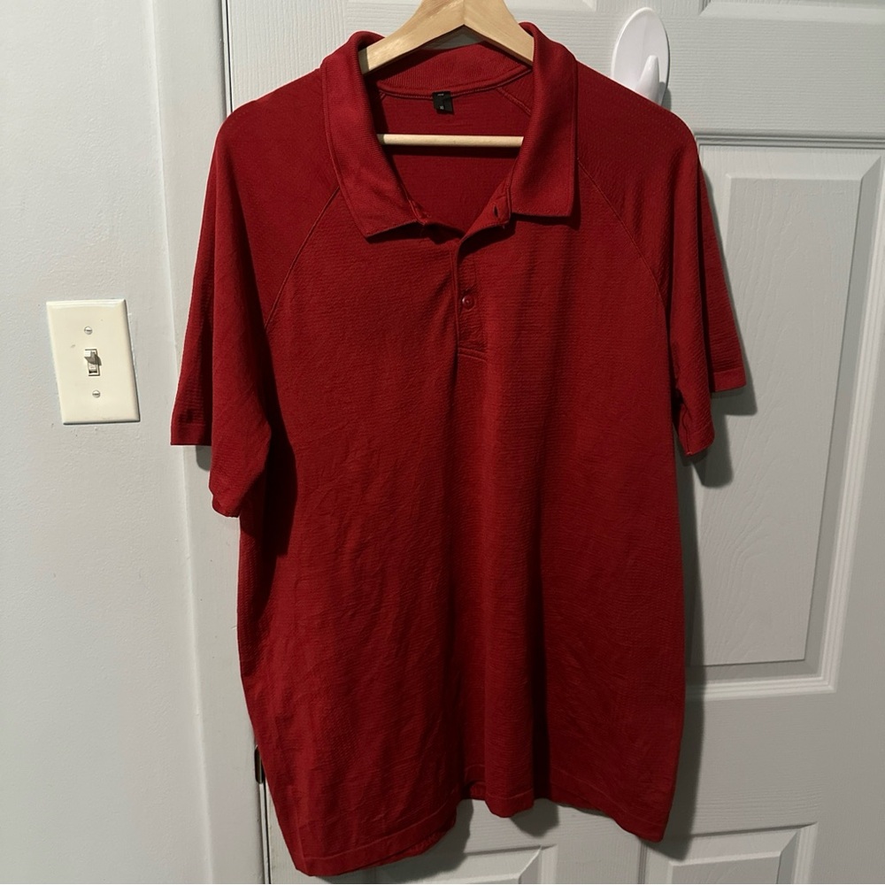 Lululemon Short Sleeve Polo Shirt Performance Men’s Size XL Red